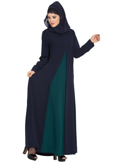 Whimsical Dress Abaya in Dual Color with Zipper