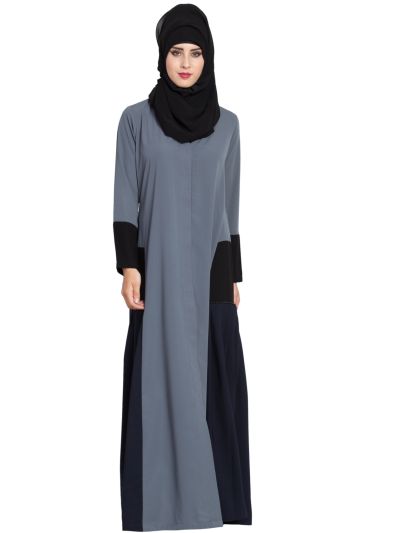 Multicolor Abaya Dress with Pleated Side Panels