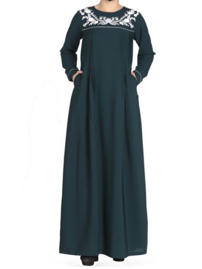 Embroidered Abaya With Matching Hijab