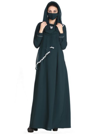 Embroidered Abaya With Matching Hijab