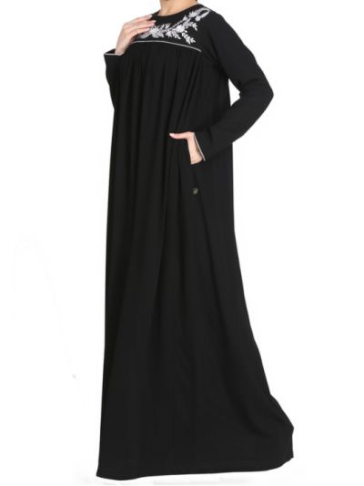Embroidered Abaya With Matching Hijab