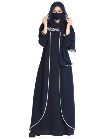 Embroidered Abaya With Matching Hijab