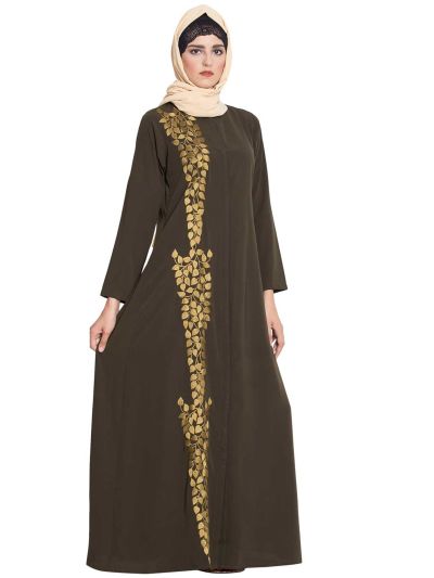 Arwa-Front Open Emboirdred Abaya 
