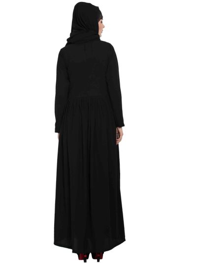Abra Embroidered Abaya Dress With Gathered Waistline