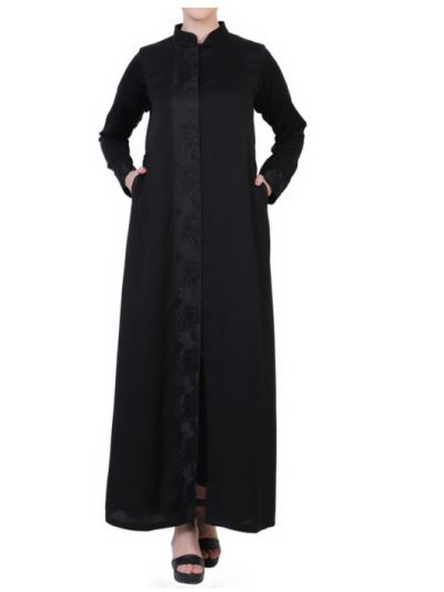 Front Open Abaya With lacework