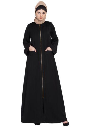 Long Zipper Casual Abaya For Winters