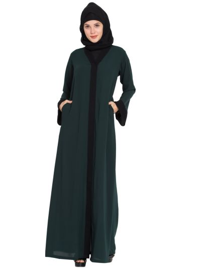 Front Open Abaya with Ruffles on Yoke and Cuffs