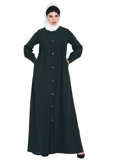 Front Open Abaya with Ruffles on Yoke and Cuffs