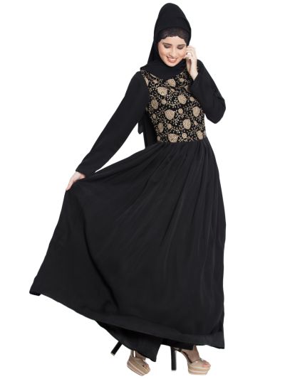 Nelly Embroidered Umbrella Dress Abaya