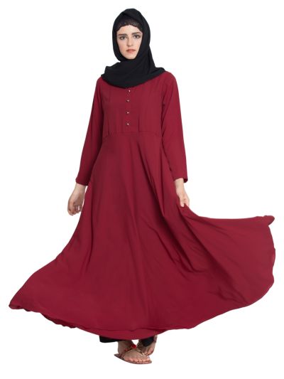 Sana Umbrella Cut Abaya with Buttons on Yoke