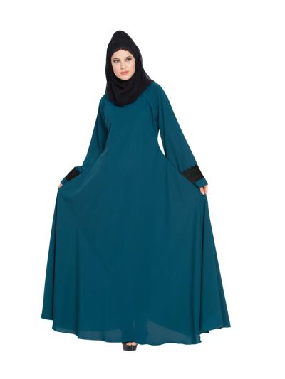 Umbrella Cut Abaya with Lace work on Sleeves