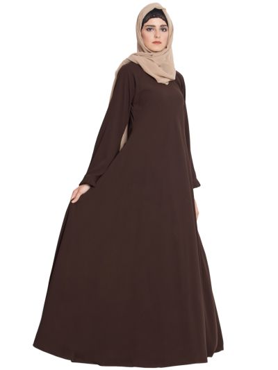 Rania Flared Umbrella Cut Abaya with Frill on Sleeves