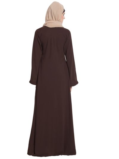 Rania Flared Umbrella Cut Abaya with Frill on Sleeves