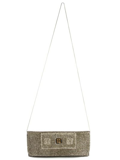 Mia Silver Beaded Clutch Bag