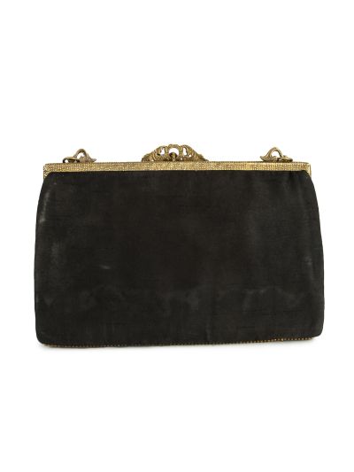 Ava Black & Gold Brass Frame Handbag