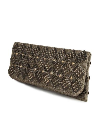 Evelyn Silver Antique Clutch Hand Bag
