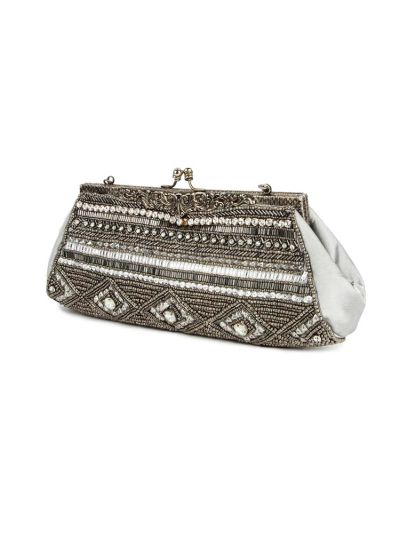 Emily Gray & Silver Brass Frame Evening Bag