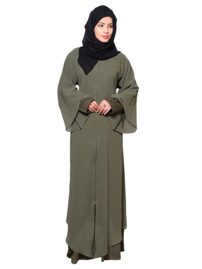 Double Layered Front Open With Zip Abaya