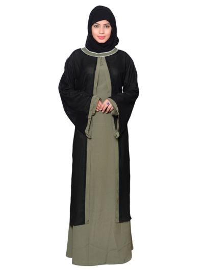 Double Layered Front Open Abaya 
