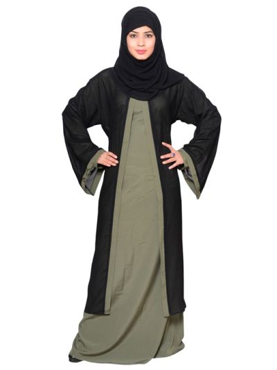 Double Layered Front Open Abaya 