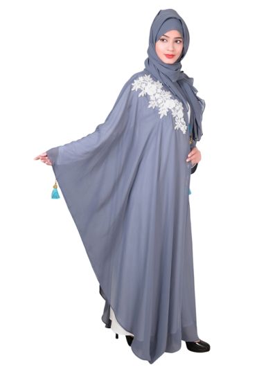 Beautiful Grey & White Colour Georgette Kaftan