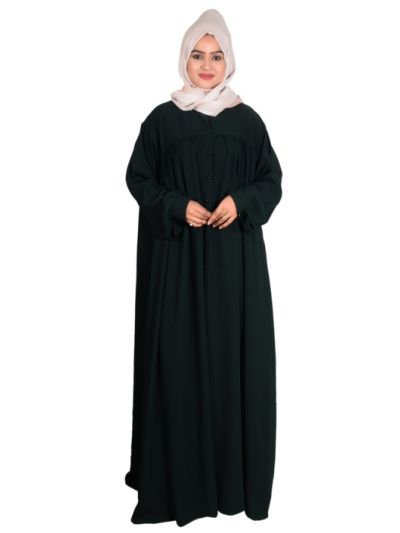 Dark Geen Single Layered Front open Abaya