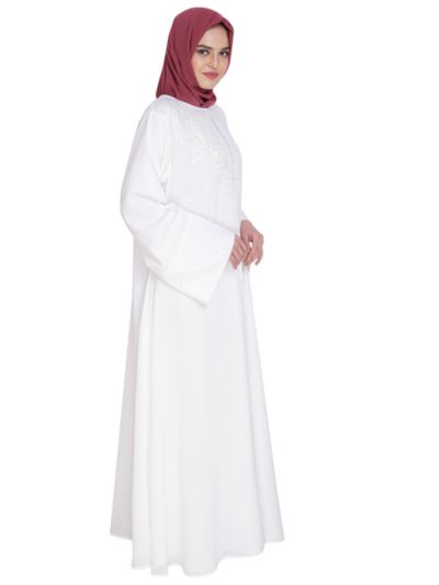 White Front Open Nida Abaya