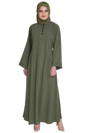 Green Pleated Kashibo Abaya
