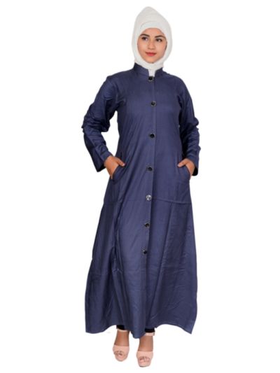 Front Open Blue Coat Abaya
