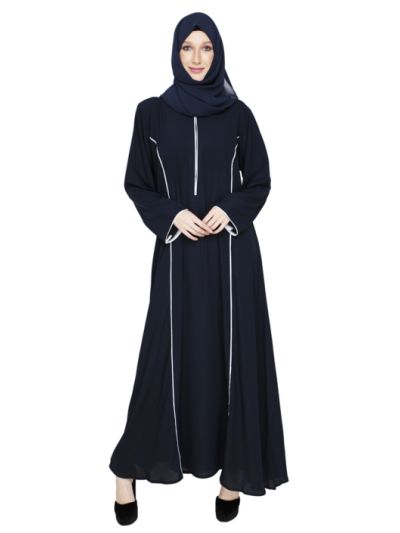 Piping A Line Abaya in Kashibo Fabric