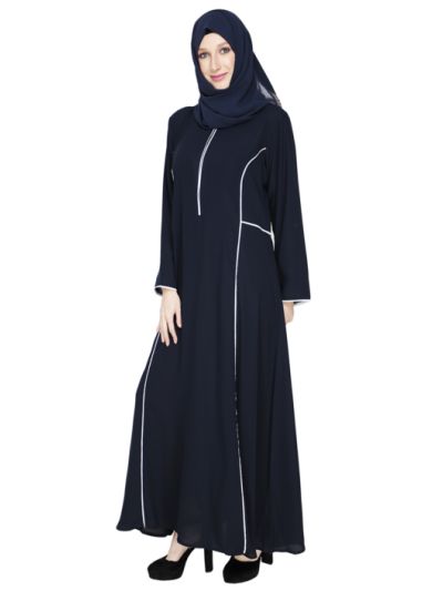 Piping A Line Abaya in Kashibo Fabric