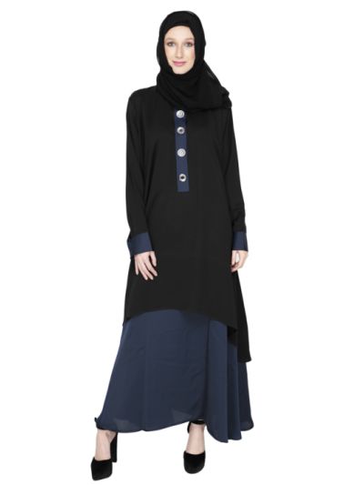 Dual Layer Double Colored Abaya in Nida Fabric