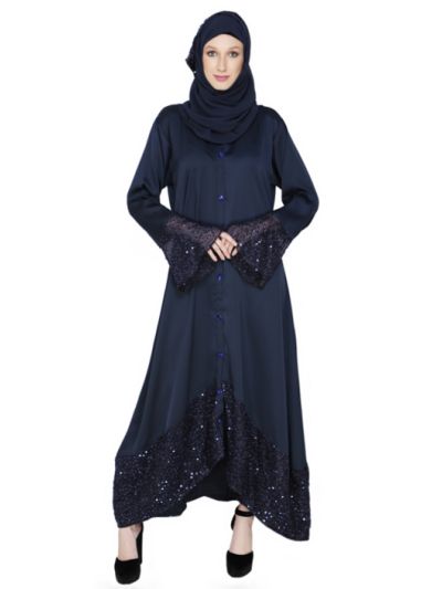 A Line Lace Abaya in Nida Fabric
