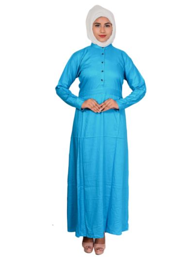 Simple A-line Sky Blue Rayon Abaya