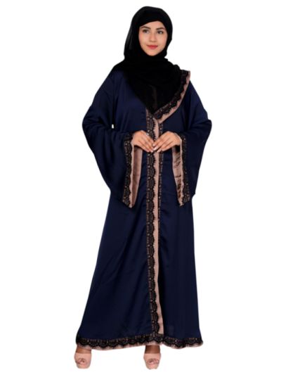 Front Open Blue Nida Abaya