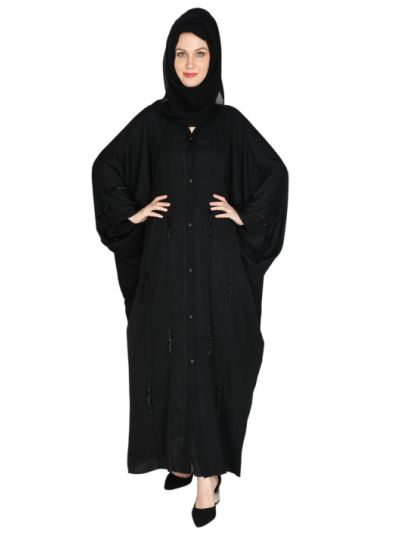 Hand Embroidery Anar dana Salli  Imported Fabric Black Abaya