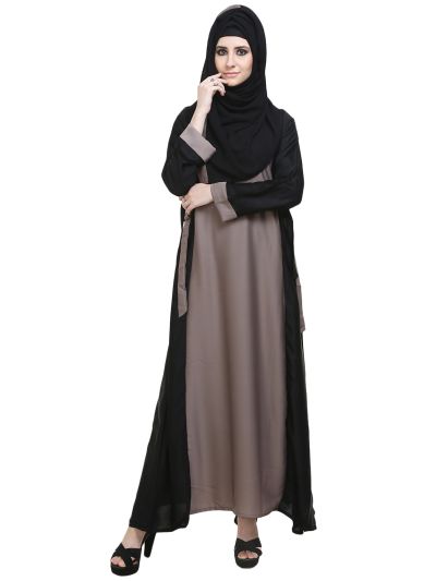 Black & Silver Side Belt Abaya
