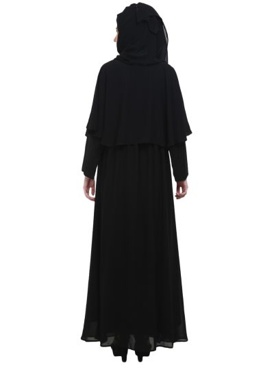 Black Double Layered Cape Style Abaya