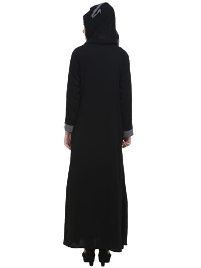 BLack & Grey Double Layered Formal Abaya