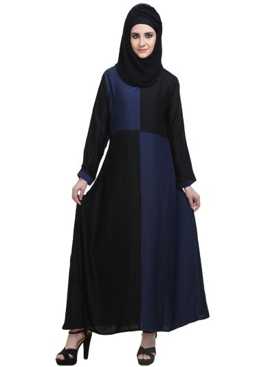 Black & Navy Blue Box Style Abaya