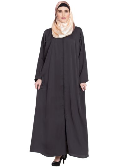 Multi Colors Pintuck Design Zipper Abaya