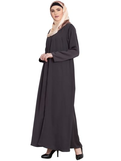 Multi Colors Pintuck Design Zipper Abaya