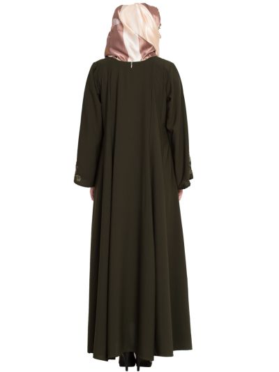 Mehendi Kali Design Abaya With Embroidery