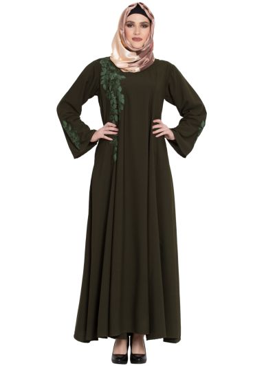 Mehendi Kali Designer Abaya With Embroidery