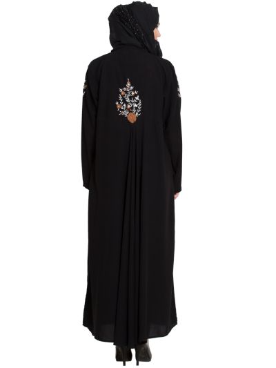 Black Embroidered Flared Stylish Abaya