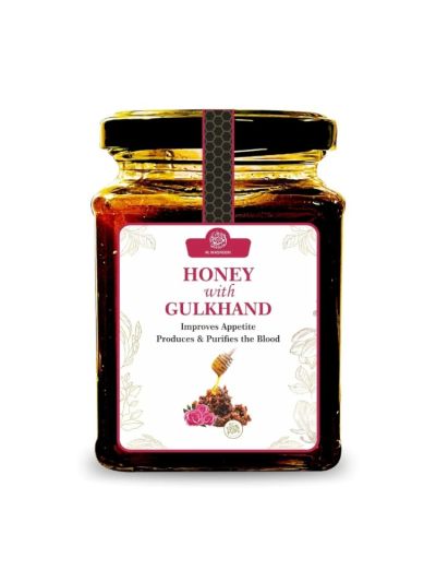 AL MASNOON Gulkand Honey: 100% Natural, Sugar-Free Blend of Rose Petals and Pure Honey | 300g (Pack of 1)