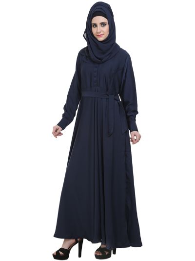 Navy Blue Large Flare Designer Abaya