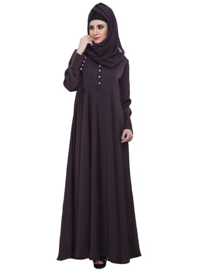 Purple Designer Pleated Large Flare Abaya