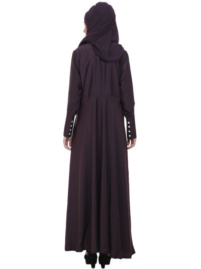 Purple Large Flare with Lace Work Abaya