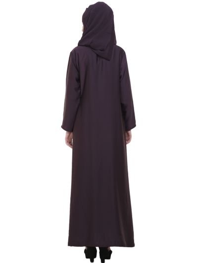 Purple A-Shaped Side Button Style Formal Abaya